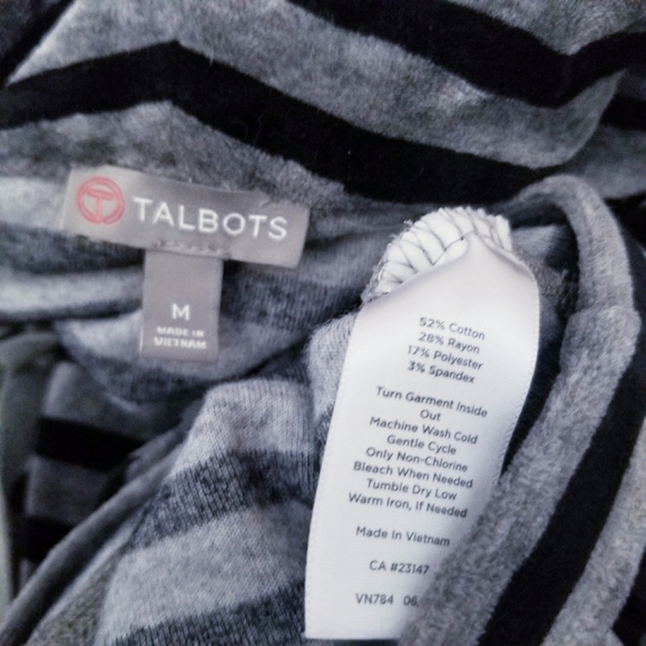 Talbots gray black stripe pullover sweater activewear MEDIUM - Picture 3 of 6